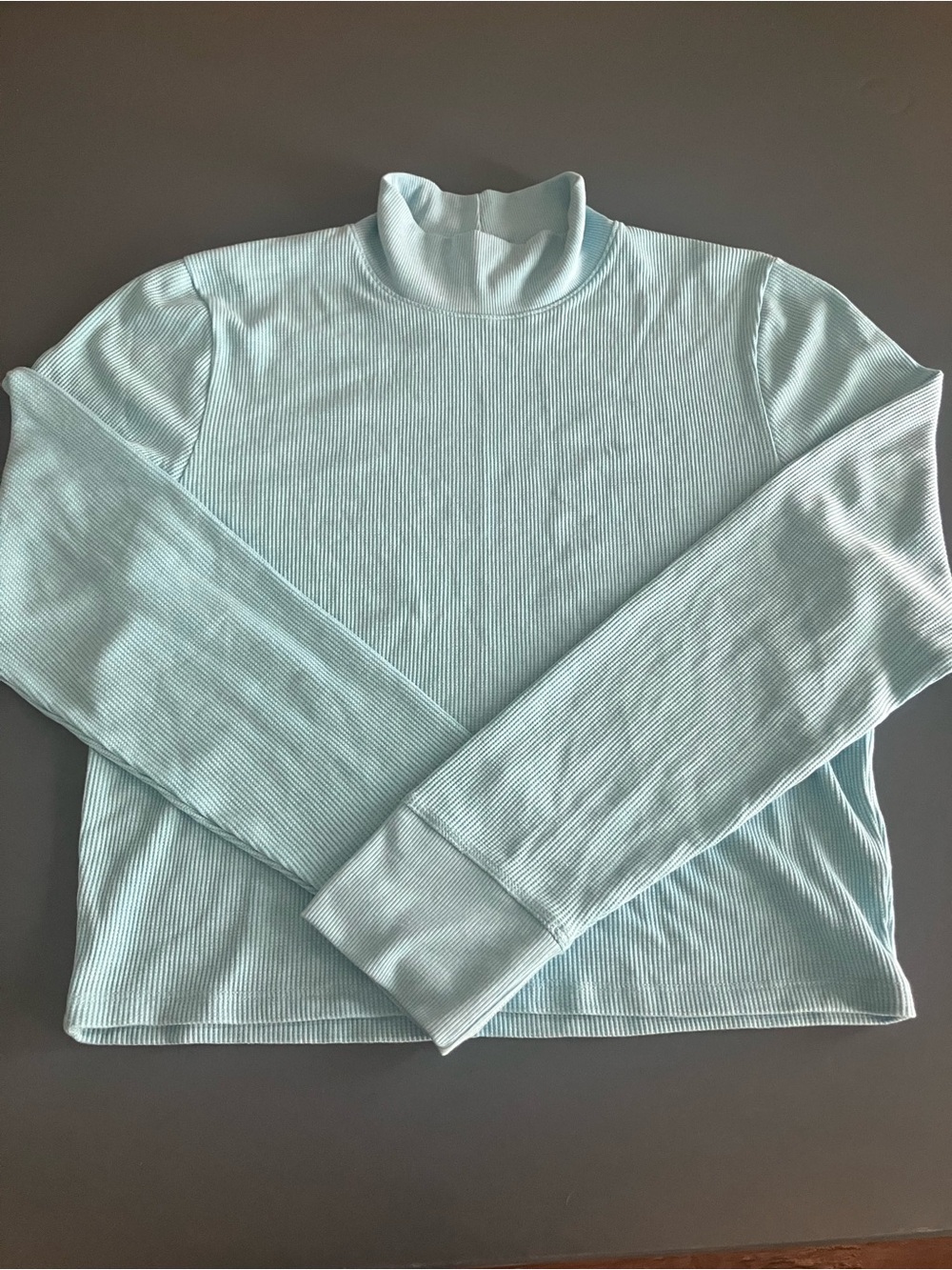 American Eagle Light Aqua Mock Neck Ribbed XXL Thermal Top